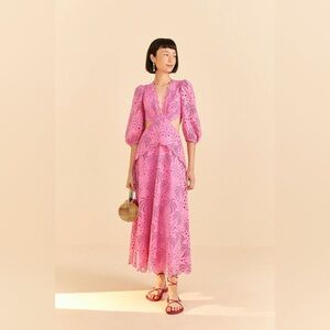 Farm Rio Pink Richelieu Midi Dress
